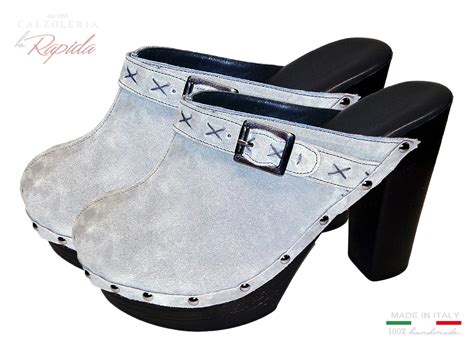 Sabot donna in pelle grigia 